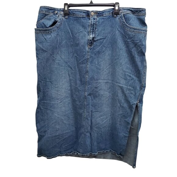 Lane Bryant | Venezia Vintage‎ Medium Wash Stretch Denim Jean Midi Skirt Plus 28 - Picture 1 of 9